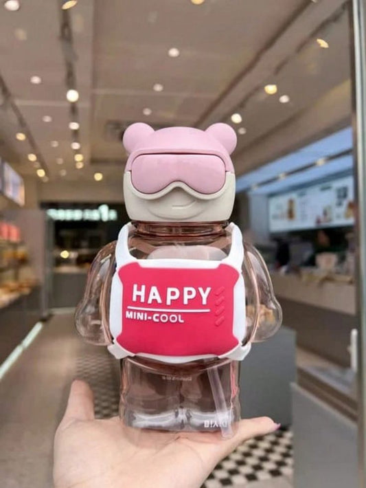 800ML Cool Bear Kids Water Bottle – With Straw & Strap